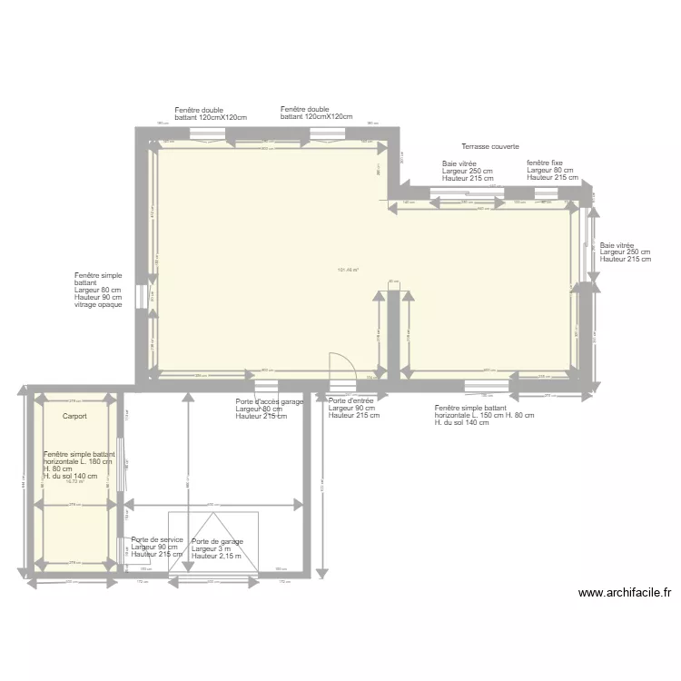 plan dimension. Plan de 