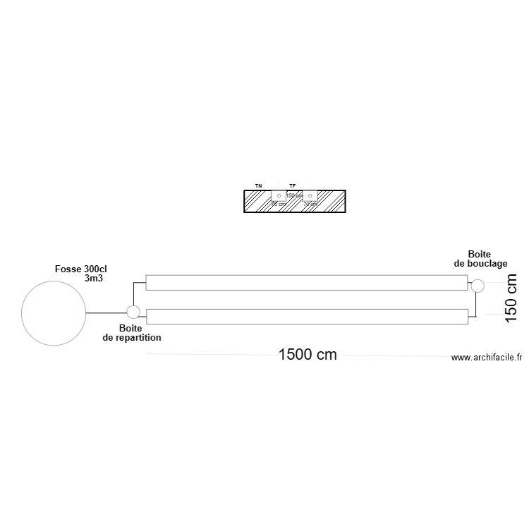 coupe du systeme d'épandage . Plan de 0 pièce et 0 m2