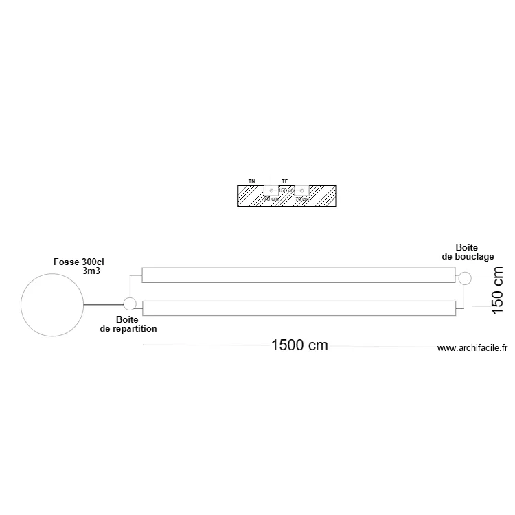 coupe du systeme d'&eacute;pandage . Plan de 