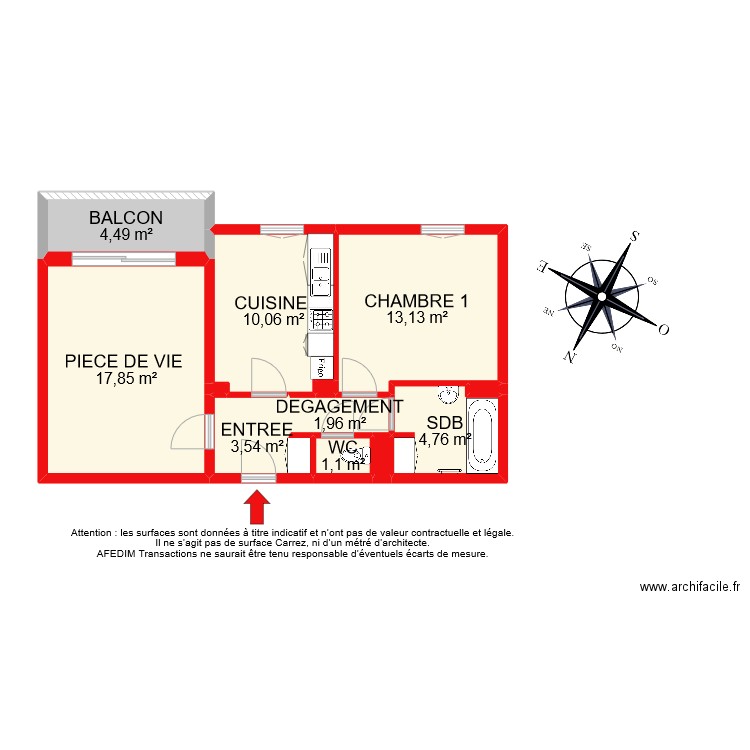 BI 11706 . Plan de 13 pièces et 63 m2