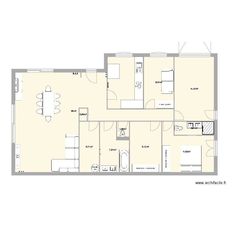 Maison2. Plan de 10 pièces et 119 m2
