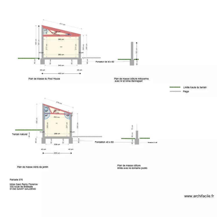 Plan de masse du Projet. Plan de 