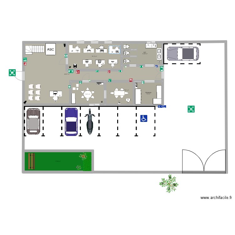 empresa. Plan de 7 pièces et 119 m2