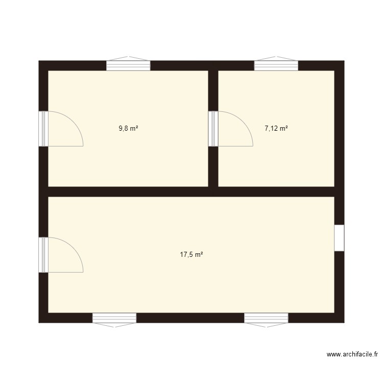 PLAN MYLARD REZ DE CHAUSSEE. Plan de 3 pièces et 34 m2