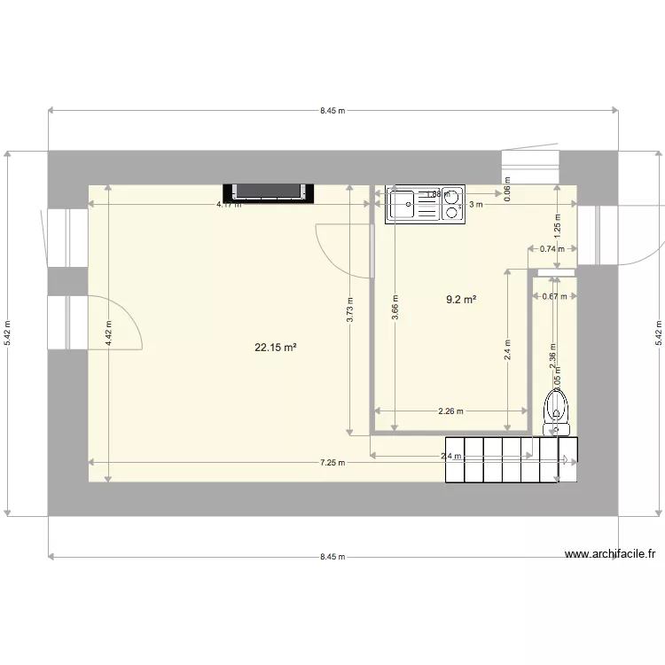 dongeron rdc existant. Plan de 