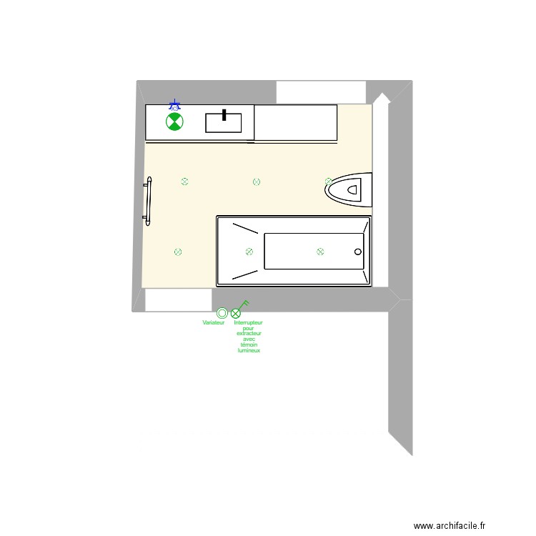 Sdb Constant/Brouir. Plan de 1 pièce et 5 m2