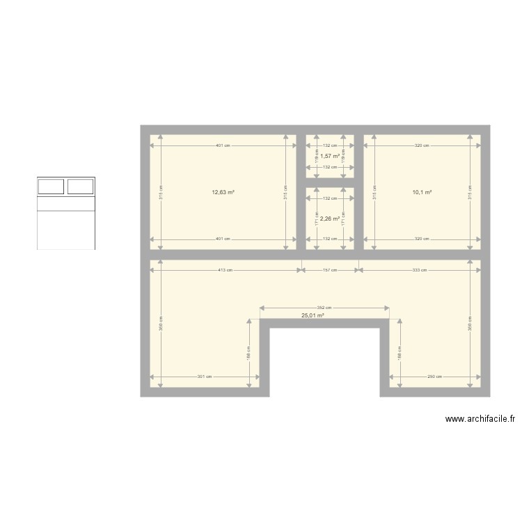 BZH 2B. Plan de 5 pièces et 52 m2