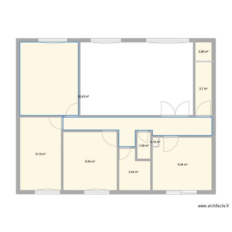 maison roc. Plan de 9 pièces et 57 m2