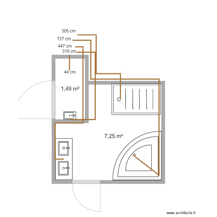 Salle de bain Aurélien évacuations. Plan de 0 pièce et 0 m2