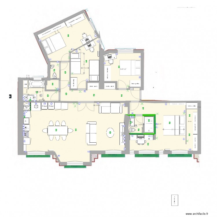 a base cotée Jaures projet amandine final 2 chambres. Plan de 0 pièce et 0 m2