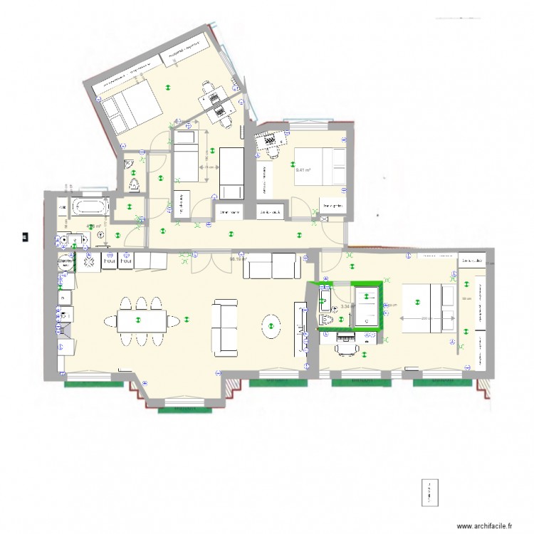 a base cotée Jaures projet amandine final 2 chambres. Plan de 0 pièce et 0 m2