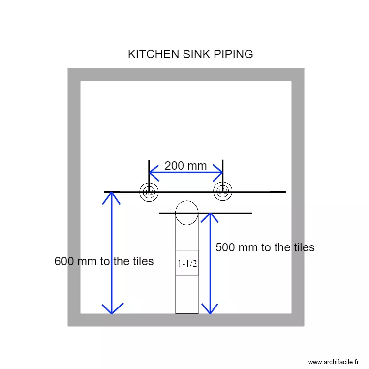 Sink piping location. Plan de 