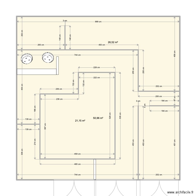 FLE30. Plan de 3 pièces et 99 m2