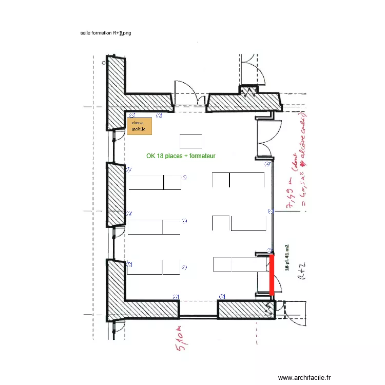 Salle R+2 classique 18 places. Plan de Salle R+2 classique 18 places. Plan de