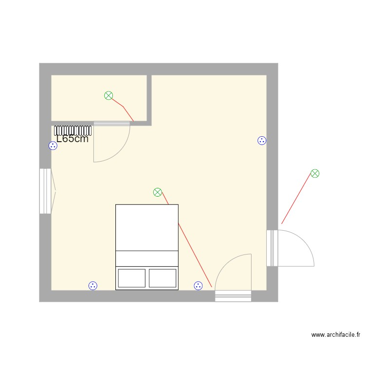 van der tang chbre. Plan de 2 pièces et 22 m2