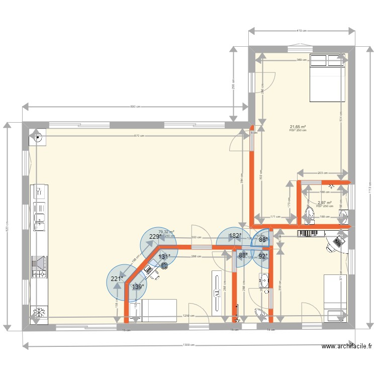 Maison Dung. Plan de 3 pièces et 104 m2