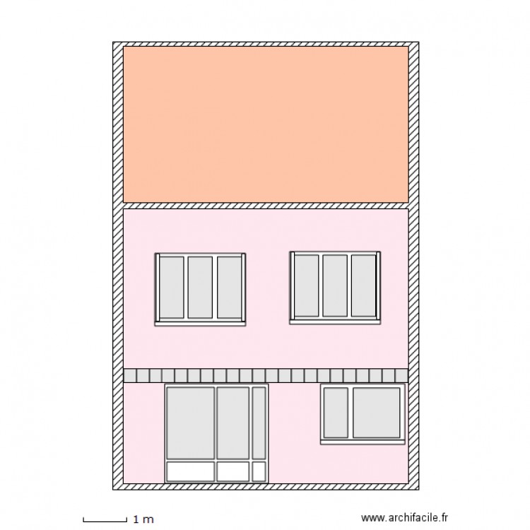 Facade arriere projet fenetre 2V inegaux_PF80. Plan de 0 pièce et 0 m2