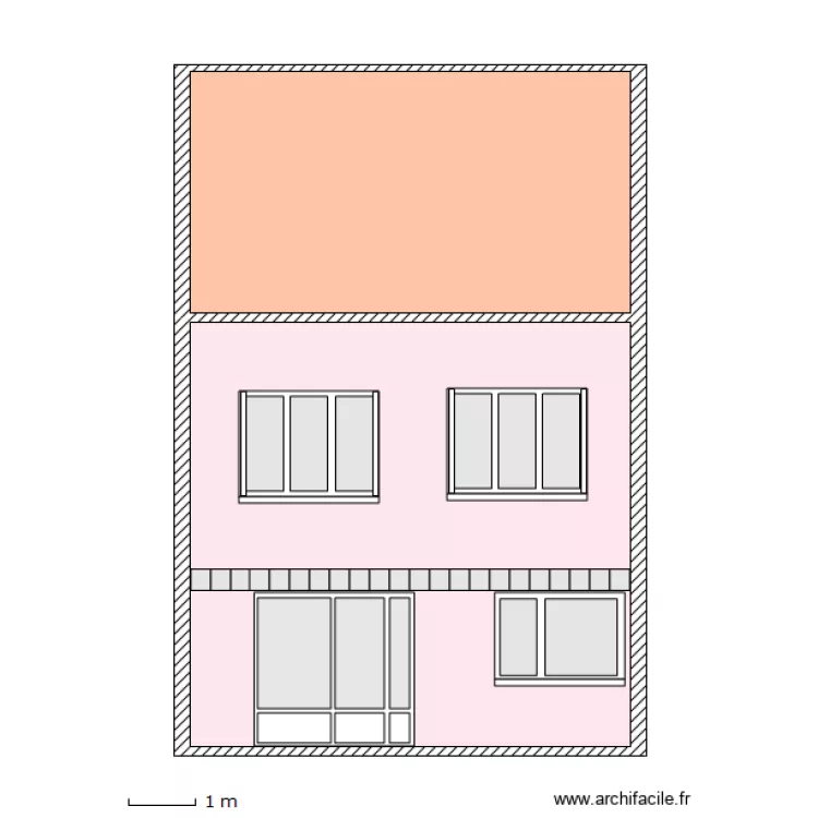 Facade arriere projet fenetre 2V inegaux_PF80. Plan de Facade arriere projet fenetre 2V inegaux_PF80. Plan de