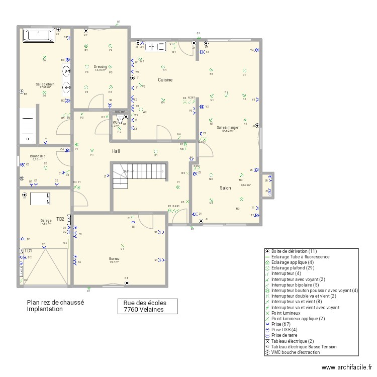 Quintar. Plan de 10 pièces et 156 m2