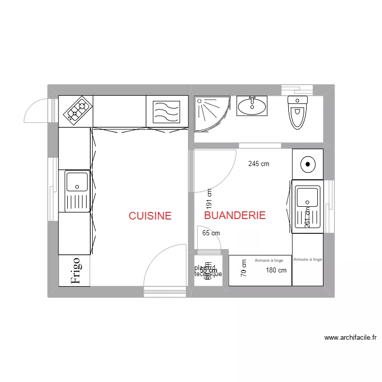 cuisine-buanderie V3. Plan de 