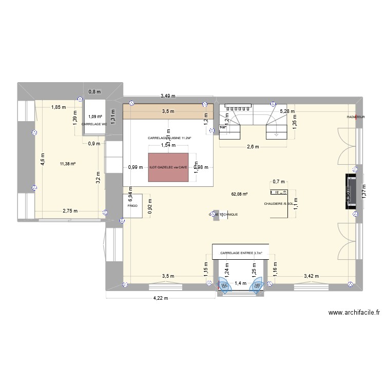 DOMEK V3. Plan de 3 pièces et 75 m2