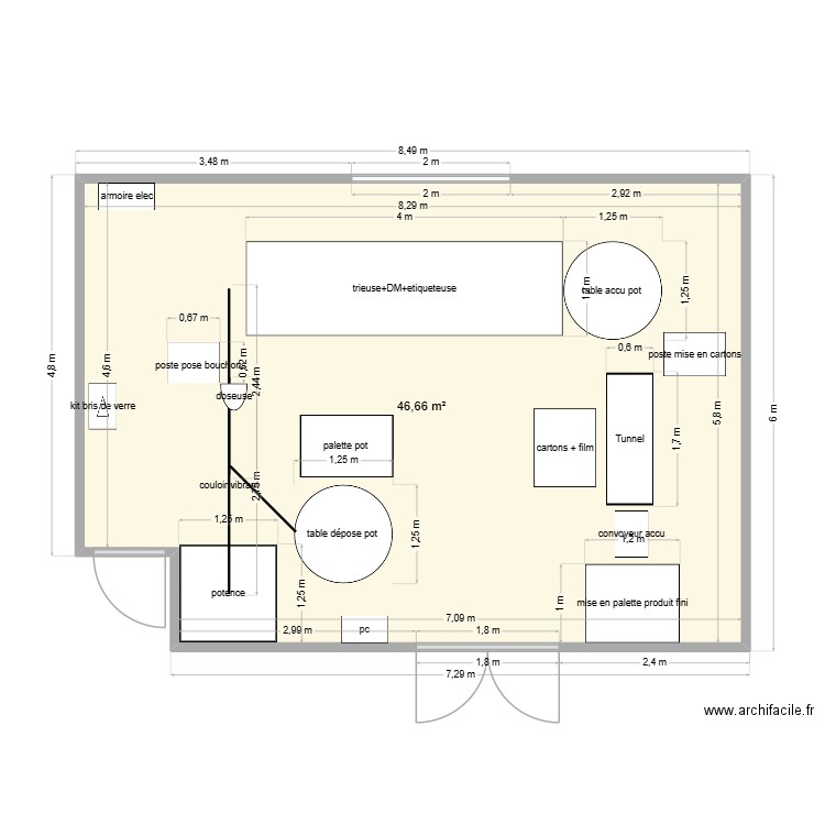 plan atelier ESAT 3. Plan de 1 pièce et 47 m2