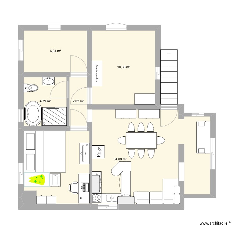 Ankazo. Plan de 5 pièces et 58 m2