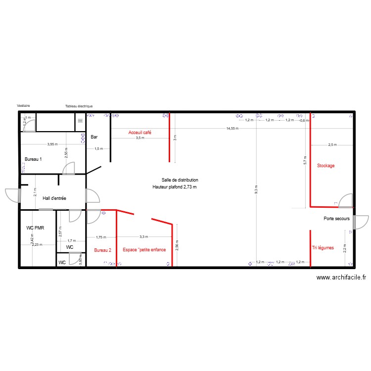 Valréas base 1 électricité. Plan de 8 pièces et 40 m2