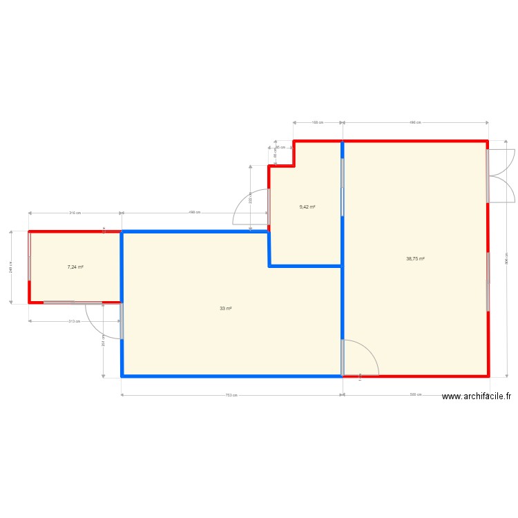 amenagement batiment. Plan de 4 pièces et 88 m2