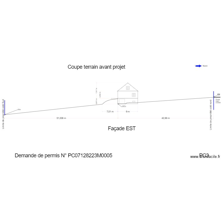 12 Les Thubes plan en coupe du terrain avant travaux. Plan de 0 pièce et 0 m2