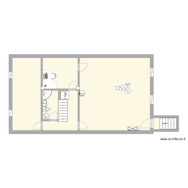 2370 sous-sol amenagement. Plan de 2 pièces et 90 m2