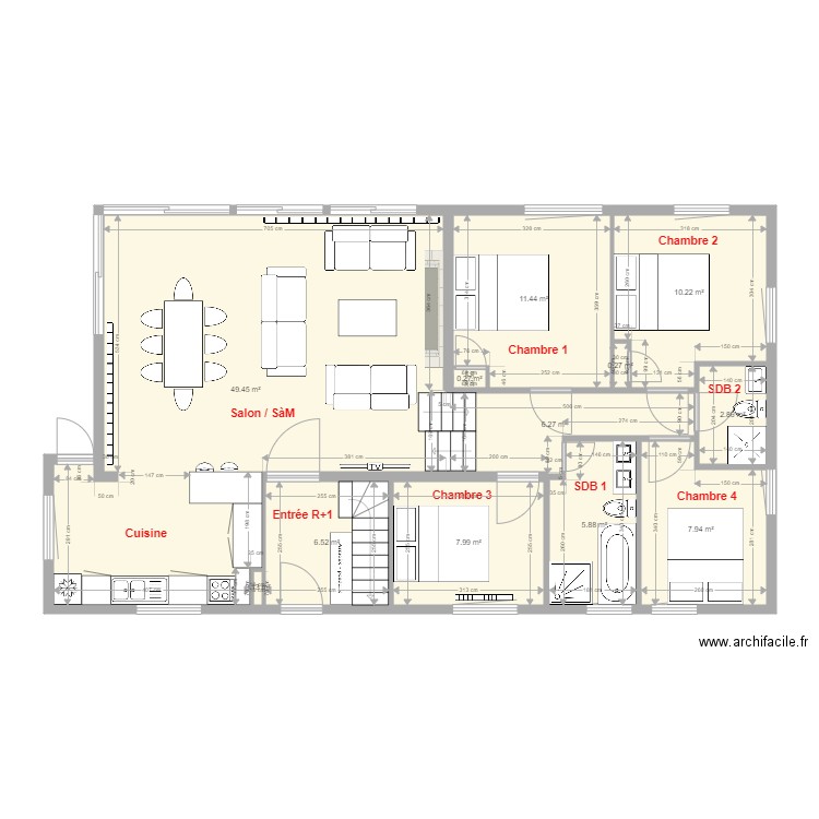 OPI Salon et Chambres version cible 2. Plan de 0 pièce et 0 m2