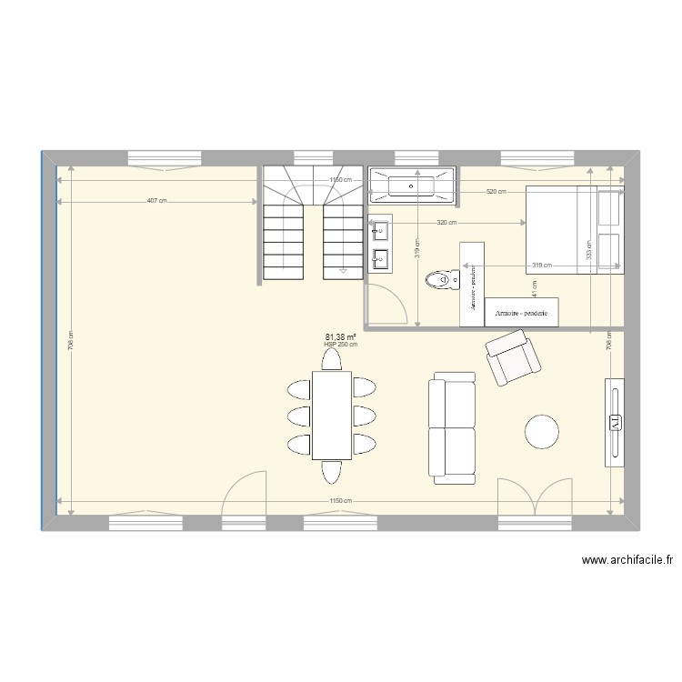 plan maison . Plan de 1 pièce et 81 m2