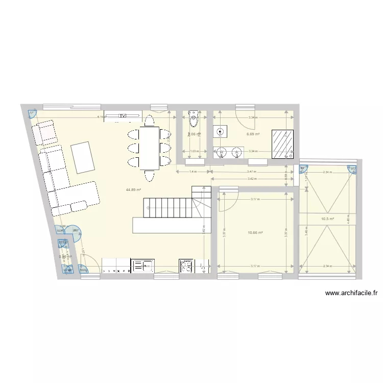 Maison courtalain travaux v3. Plan de 