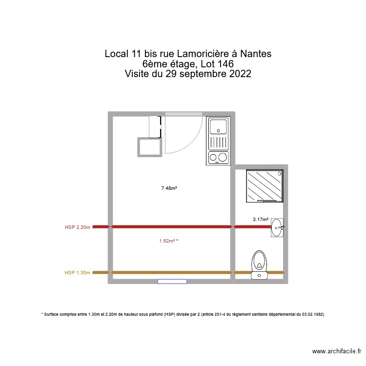 11 bis lamoricière lot 146. Plan de 7 pièces et 14 m2