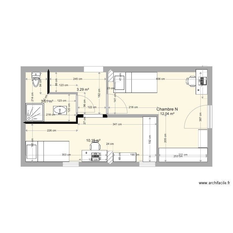 1er aménagement 1 ac SdB. Plan de 0 pièce et 0 m2