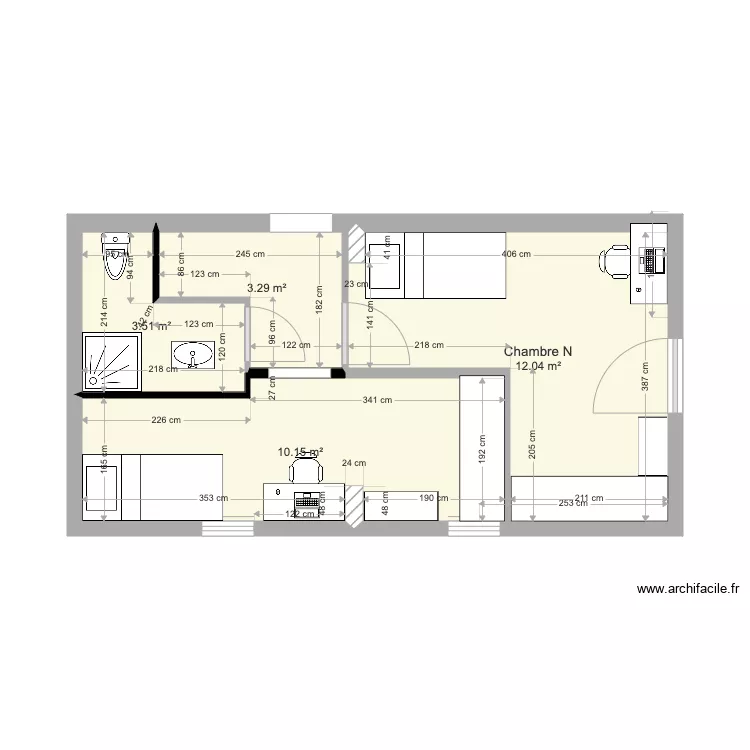 1er aménagement 1 ac SdB. Plan de 1er aménagement 1 ac SdB. Plan de