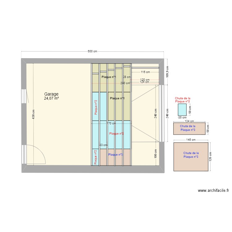 Plancher du garage Madrier 50x150 mm. Plan de 1 pièce et 24 m2