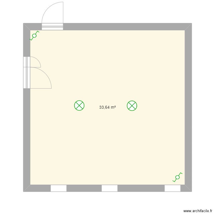 Piece. Plan de 1 pièce et 34 m2