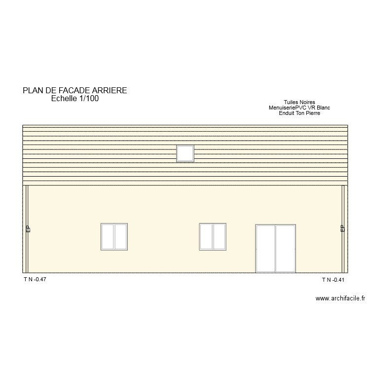 permis 3 thiriet facade arrière . Plan de 0 pièce et 0 m2