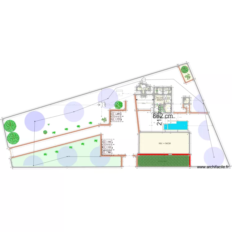 implantation citerne eau potable et fosse IMOV. Plan de 