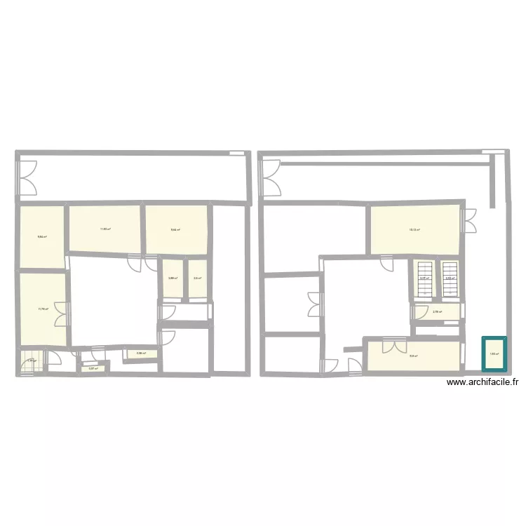 logement oudjoujen. Plan de 15  et 88 m²