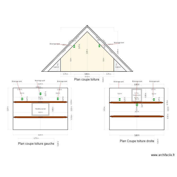 plan coupes toitures combles. Plan de 0 pièce et 0 m2