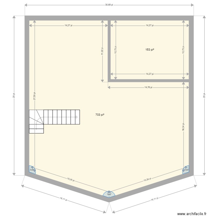 30X35 BASE. Plan de 2 pièces et 80 m2