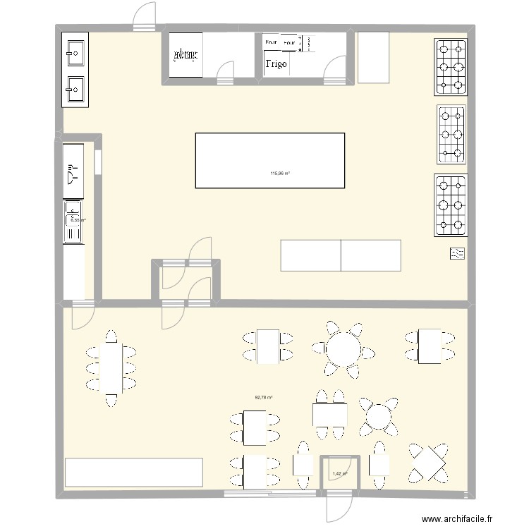 plan restaurant et cuisine. Plan de 0 pièce et 0 m2