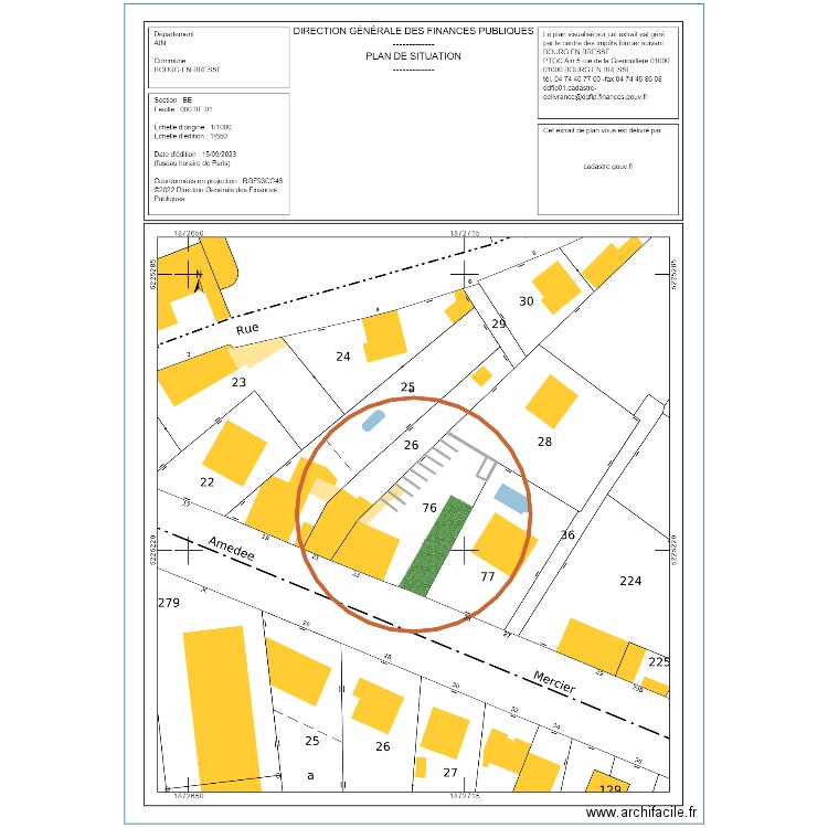  Bourg en Bresse. Plan de 1 pièce et 13 m2