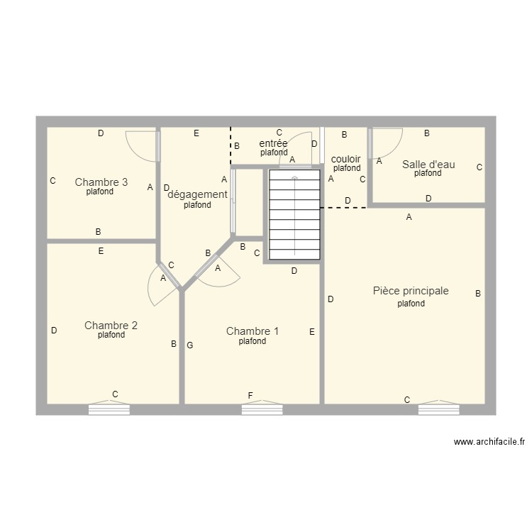 18 T3 . Plan de 8 pièces et 67 m2