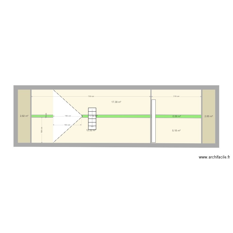 Comble Hôpital Cot simpl. Plan de 7 pièces et 42 m2