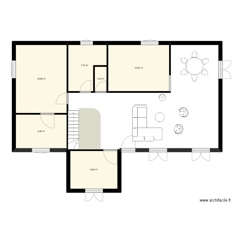 1er. Plan de 6 pièces et 62 m2