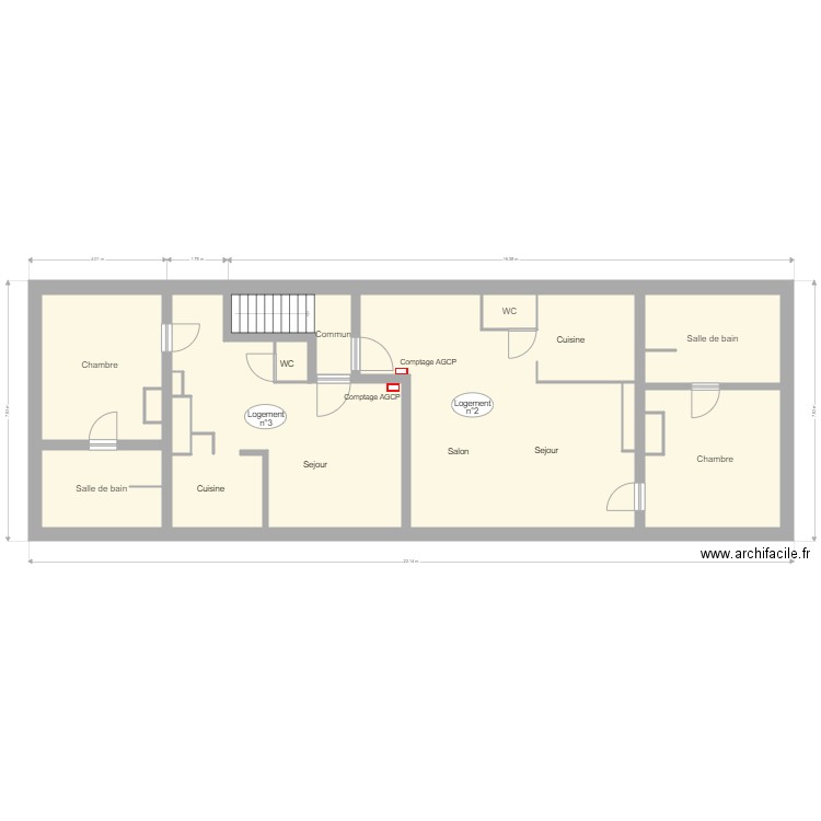 ETAGE LOGEMENT 2 ET 3. Plan de 0 pièce et 0 m2